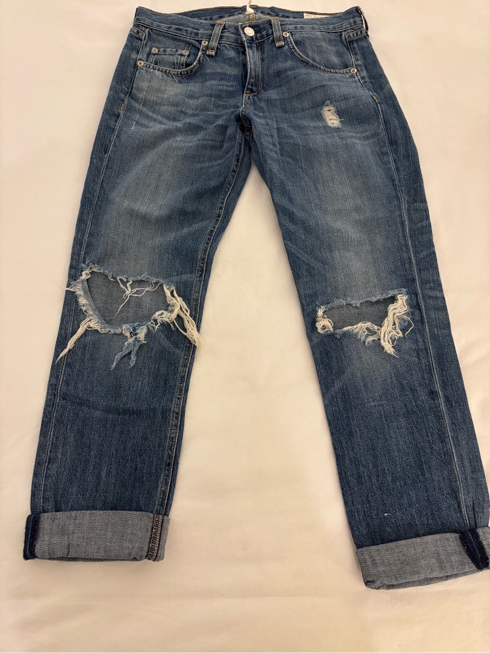 🖤 rag & bone/JEAN Boyfriend Jeans — Distressed Medium Wash